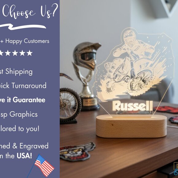 Personalized Motorcycle Night Light – Custom LED Lamp for Bikers - Picture 4 of 8